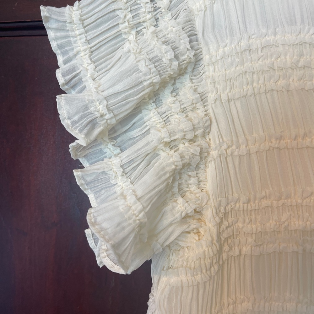 Chic Cream Ruffle Sleeve Mini Dress - Picture 3 of 4